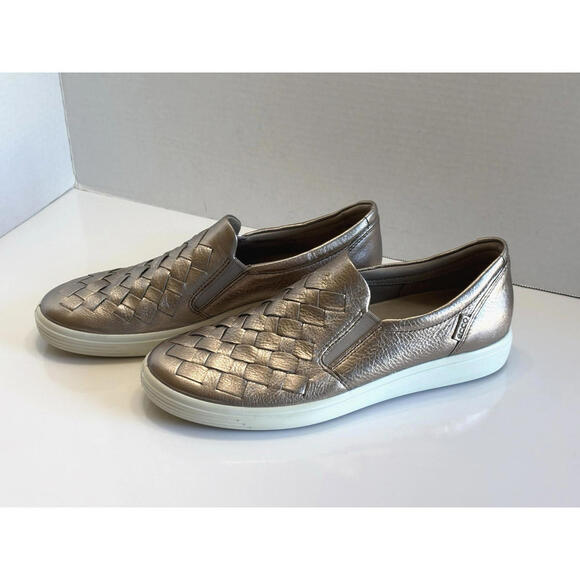 Ecco Soft 7 Woven Sneaker Women's 9 Rose Gold Stretch Slip On Comfort Loafers - Picture 3 of 14
